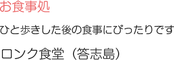 ロンク食堂（答志島）・・ひと歩きした後の食事にぴったりです